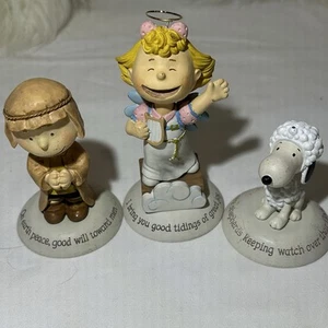 Hallmark Peanuts Gallery Nativity Collection 3 Pieces Charlie Brown Snoopy Sally - Picture 1 of 7