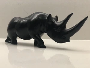 Vintage handgeschnitzte massive afrikanische Ebenholz Hartholz Nashorn Skulptur Beschreibung lesen - Bild 1 von 10