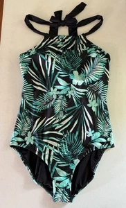 Traje de baño CleanWater Plus 16 para mujer verde y negro floral forrado inalámbrico de una pieza - Imagen 1 de 11