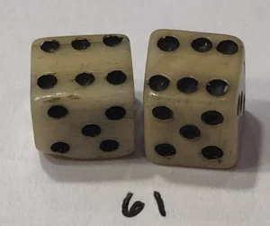 Authentische Bürgerkriegszeit Paar Knochen (Rinder) Würfel 5/16 Zoll - Bild 1 von 4