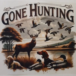 ALL AMERICAN GONE HUNTING DEER DUCK  POCKET SHIRT #0019 - Picture 1 of 4