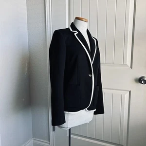Ann Taylor LOFT Blazer Women's Wool Black White Trim Lapels 8 Jacket Coat - Bild 1 von 14