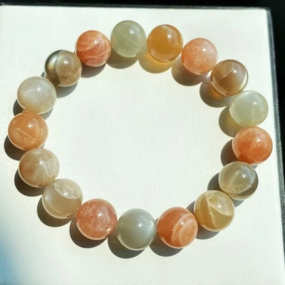 Pulsera de cuentas de cristal de luz fuerte piedra solar piedra lunar color natural 11,6 mm 020 Foto 1 de 4