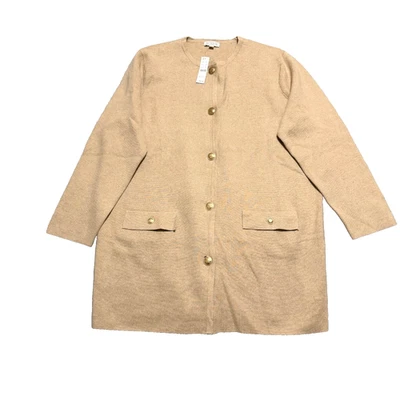 J.Crew XL Largo Giselle Suéter Blazer Brezo Caqui Algodón Tejido Cárdigan Nuevo con Etiquetas Foto 1 de 4