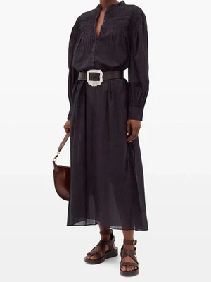 Isabel Marant Etoile Women's Perkins Black Cotton Long Midi Dress Gown M 36 - Image 1 of 4