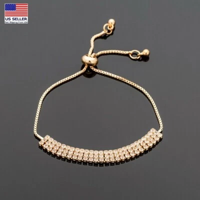 Women Bracelets Multirows Tassel Crystal Bling Shine Party Prow Wedding 0463 - Image 1 of 4