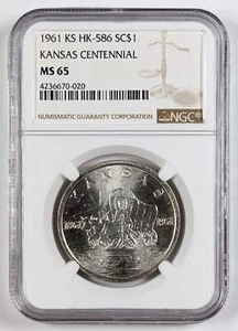 1961 Kansas Statehood So Called Dollar Kansas Centennial NGC MS65 - Picture 1 of 3