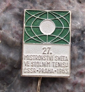 1963 Spilla Pong Tavolo 27° Campionati del Mondo Cecoslovacchia Praga Distintivo - Foto 1 di 2