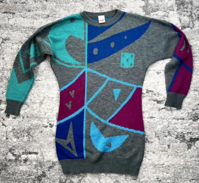 Suéter Mondi Vintage Multicolor Abstracto Cuello Redondo Manga Larga, Vestido Talla 38 Foto 1 de 4