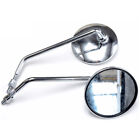 2Pcs Round Long Stem Motorcycle Mirrors 8Mm Chrome Left +Right For Moped Scooter