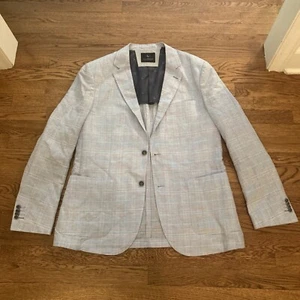 Neu ohne Etikett $ 395 Tailorbyrd blau kariert Baumwolle Leinen Blazer Sportmantel 42 L lang - Bild 1 von 7