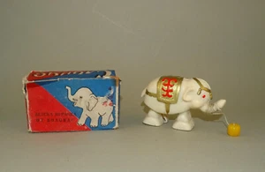 Vintage 1950s Bulgaria White Bakelite Ramp Walking Walker Elefant Toy Boxed - Imagen 1 de 14