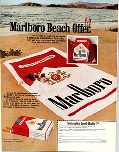 Toalla de cigarrillos Marlboro 1972 vintage/correo de radio en oferta anuncio impreso - Imagen 1 de 1