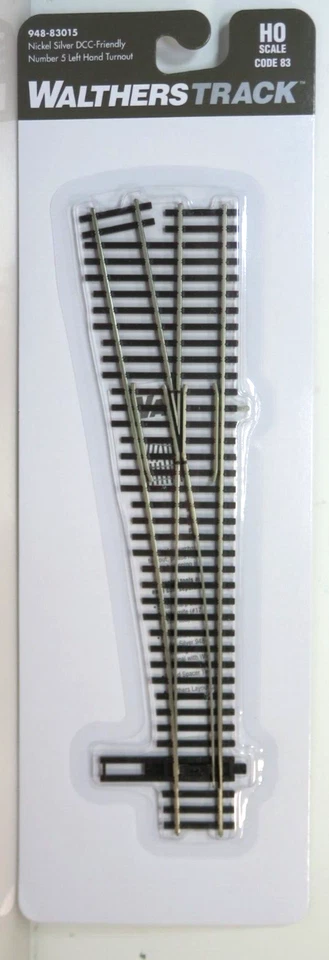 Walthers Track 948-83015 Code 83 Nickel Silver DCC Friendly #5 LH Turnout/Switch - Image 1 of 4