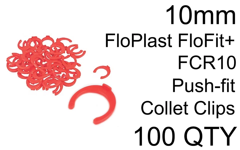 100 Stück 10 mm Spannzangenklemme FloPlast FloFit FCR10 Steckverschluss Warmwasser rot