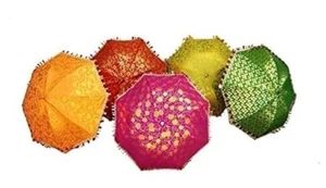 Indian Wedding Decoration Hanging Umbrellas Multicolor Pack of 5 - Picture 1 of 5