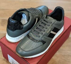 $595 Mens Bally "Arnold" Leather Runner Sneakers Gray/Black US 9