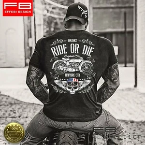 T-Shirt Ride Or Die Harley Davidson Custom Bronx Ny Old Respect Bikers - Bild 1 von 2