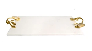 Classic Touch Marmor Challah Tablett Achat Stein - goldene Griffe 16" L x 11" B MAT773 - Bild 1 von 2