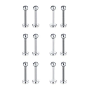 16g Labret Lip Monroe Cartilage Tragus Helix Conch Piercing Ball-12 pack - Picture 1 of 1
