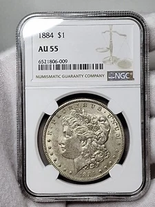 Morgan Silver Dollar 1884 Philadelphia NGC AU 55  - Picture 1 of 14