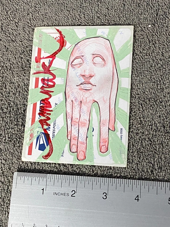 Подписанная вручную почтовая наклейка AMANAKI 228 USPS граффити городское уличное искусство - Изображение 1 из 1