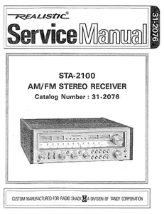 High res scans of rare service manual for Realistic STA-2100 monster receiver - Afbeelding 1 van 1