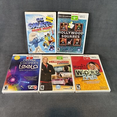 Nintendo Wii 5 Sealed Games - Smurfs Dance Party, Hollywood Squares - New/Sealed - Image 1 of 4