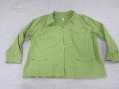 Chaqueta Sigrid Olsen Mujer 22W Verde Botón Informal Algodón Spandex Manga Larga Foto 1 de 4