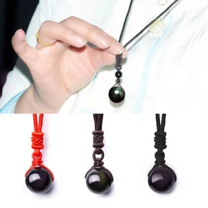 Natürlicher Obsidian-Regenbogen-Augen-Glücksperlen-Anhänger Für Damen Lange ≌ - Bild 1 von 14