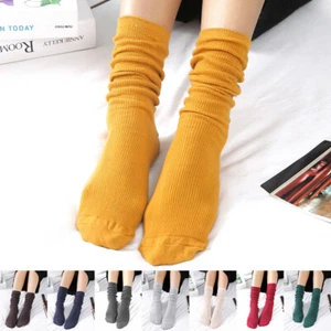 Womens Ladies Cotton Slouch Socks Fashion Striped Winter Warm Long Socks Hosiery - Picture 1 of 22