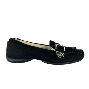 Ugg Crawford Black Suede Loafers Driving Moccasin Womens Size 6 - Picture 1 of 12