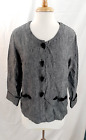 Earth Song Women's Sz 10P Gray 100% Linen Button Front Jacket Boho Art To Wear