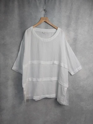 SAHARA BLOUSE SIZE S/M. WHITE LINEN OVERSIZED TOP. HALF SLEEVE LOOSE FIT - Image 1 of 4