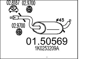 MTS 01.50569 Centre Muffler for VW - Bild 1 von 3