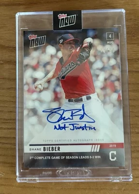 Topps Now Card #632A Shane Bieber Signed #76/99 Sealed - Image 1 of 4