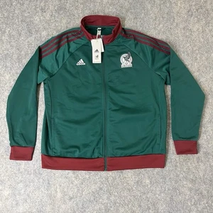 Veste de survêtement Adidas Mexico DNA homme 2XL football fermeture éclair complète verte neuve avec étiquette - Photo 1 sur 22