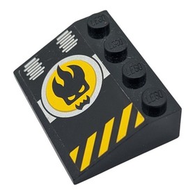 LEGO black/yellow diagonal piece 3297pb029 part 2x8 Agents set 8633