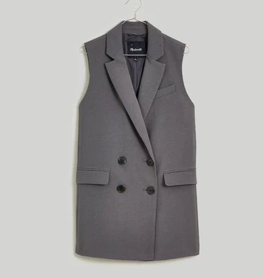 New MADEWELL Size M Double-Breasted Oversized Vest Blazer Easygoing Crepe $168 - Image 1 of 4