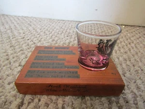 Vintage North Woodstock White Mountains NH Old Buddy Schnapsglashalter mit Glas - Bild 1 von 7