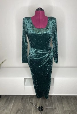 Vintage All That Jazz Vestido Feminino M Veludo Esmagado Renda Verde Romântico Gótico - Imagem 1 de 4