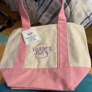 Trader Joe's Mini Tote Bag Pastel Pink - Picture 1 of 2