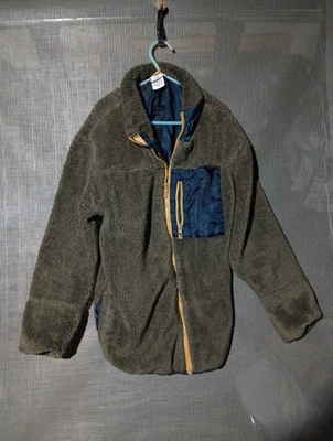 Tommy Bahama Chaqueta Niños Verde 10/12 Sherpa Vellón Imitación Piel Bolsillo Cremallera Completa Foto 1 de 2