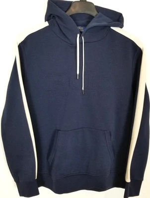 Polo Ralph Lauren Hombres Grande Logo Sudadera con Capucha Talla L Azul Marino Pullover Borde Blanco Algodón Foto 1 de 4