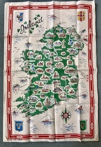 Vintage Richardson’s Map of Ireland Pure Irish Linen Tea Towel Made in Ireland - Picture 1 of 8