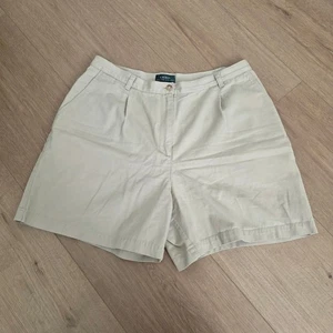Lauren Ralph Lauren pantaloncino donna taglia 14 kaki beige plissettato classico - Foto 1 di 8