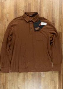 (SIN IMPUESTO ADUANERO) ZEGNA Polo Algodón Manga Larga Marrón Sólido Talla 54 IT / XL - Imagen 1 de 10