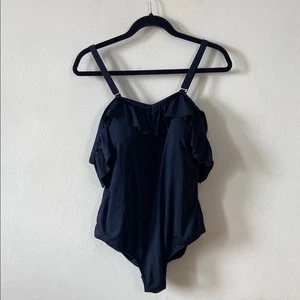 Damen Schwarz Land's End Einteiler Badeanzug Schwimmen 18W Sommer Pool Strand Plus - Bild 1 von 7