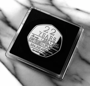 22 Cumpleaños Plata Conmemorativo en Estuche Regalo. Regalo/Regalo/Fiesta. 22 años - Imagen 1 de 13