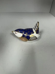 Royal Crown Derby English Bone China Paperweight Bird Wren Gold Stopper late20th - Picture 1 of 7